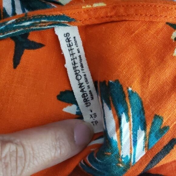 Urban Outfitters Carmen Orange Floral One-Shoulder Midi Dress Size XS - Picture 9 of 9